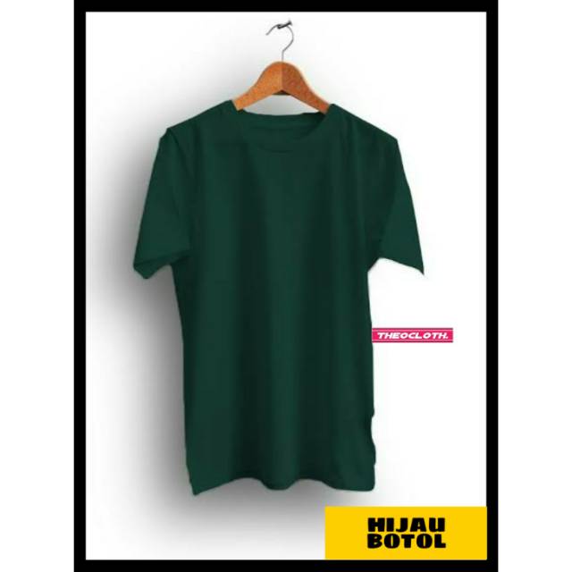 KAOS POLOS WARNA HIJAU BOTOL BAJU LENGAN PENDEK BAHAN COTTON COMBED 30S