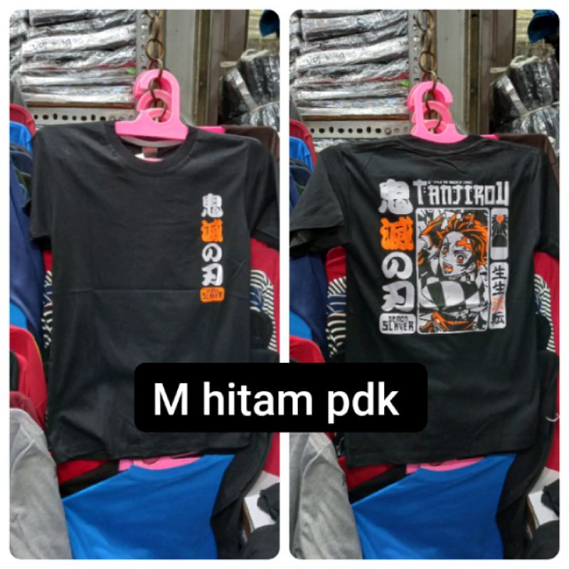 Kaos anak TANJIROU tanggung hitam murah pria