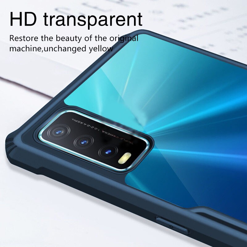 PAKET 2 IN 1 Case Vivo Y20i Armor Fusion Transparent Prmium Casing Free Tempered Glass