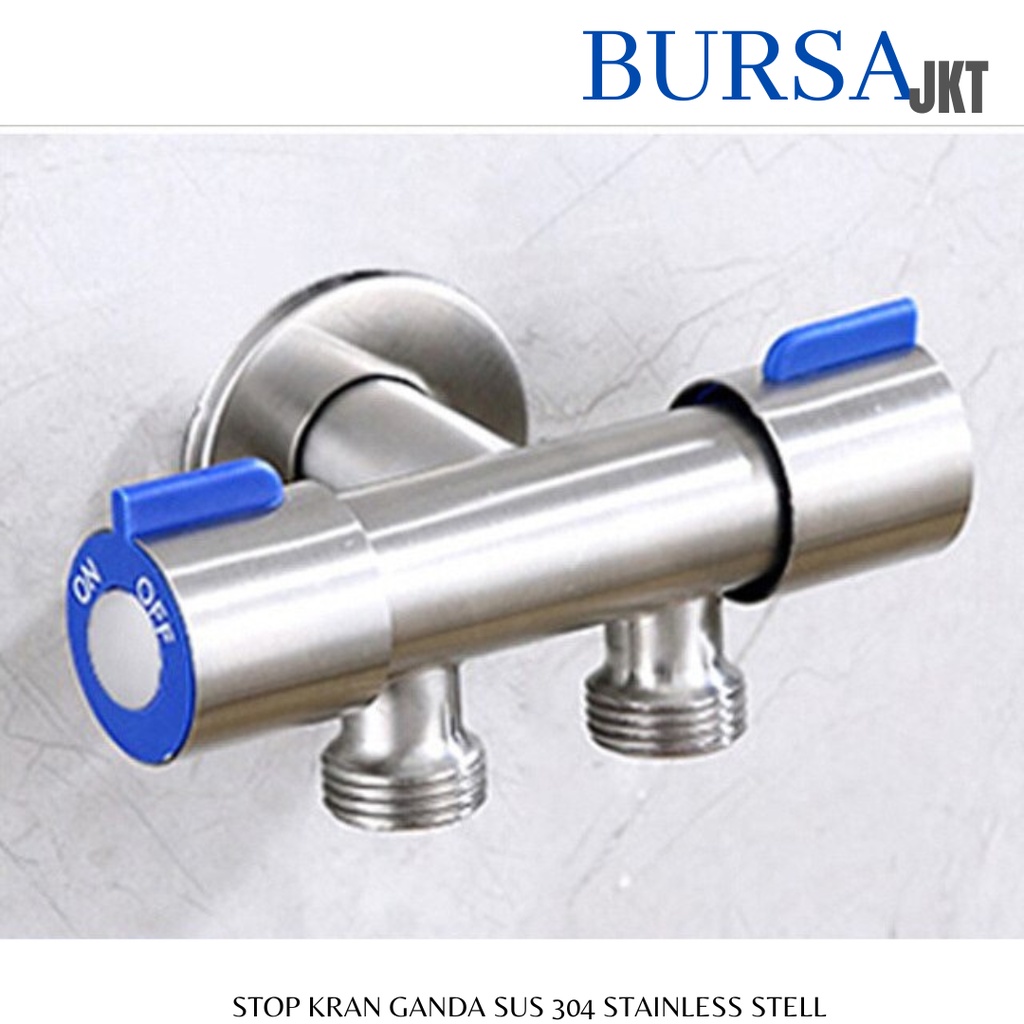 STOP KRAN KERAN DOUBLE SHOWER KIRI DAN KANAN STAINLESS SUS304 ANTI KARAT