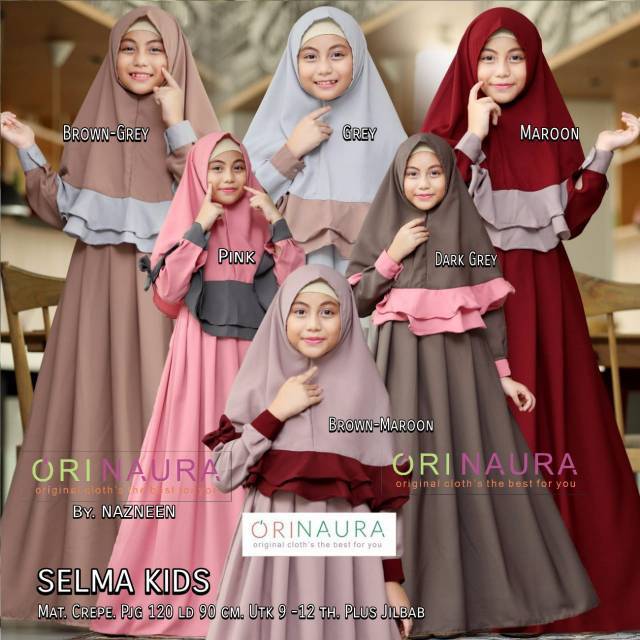 Selma Kids Gamis Set Syari Anak Plus Hijab Umur 9 10 11 12 Tahun Ori Naura Grosir Gamis Murah Solo