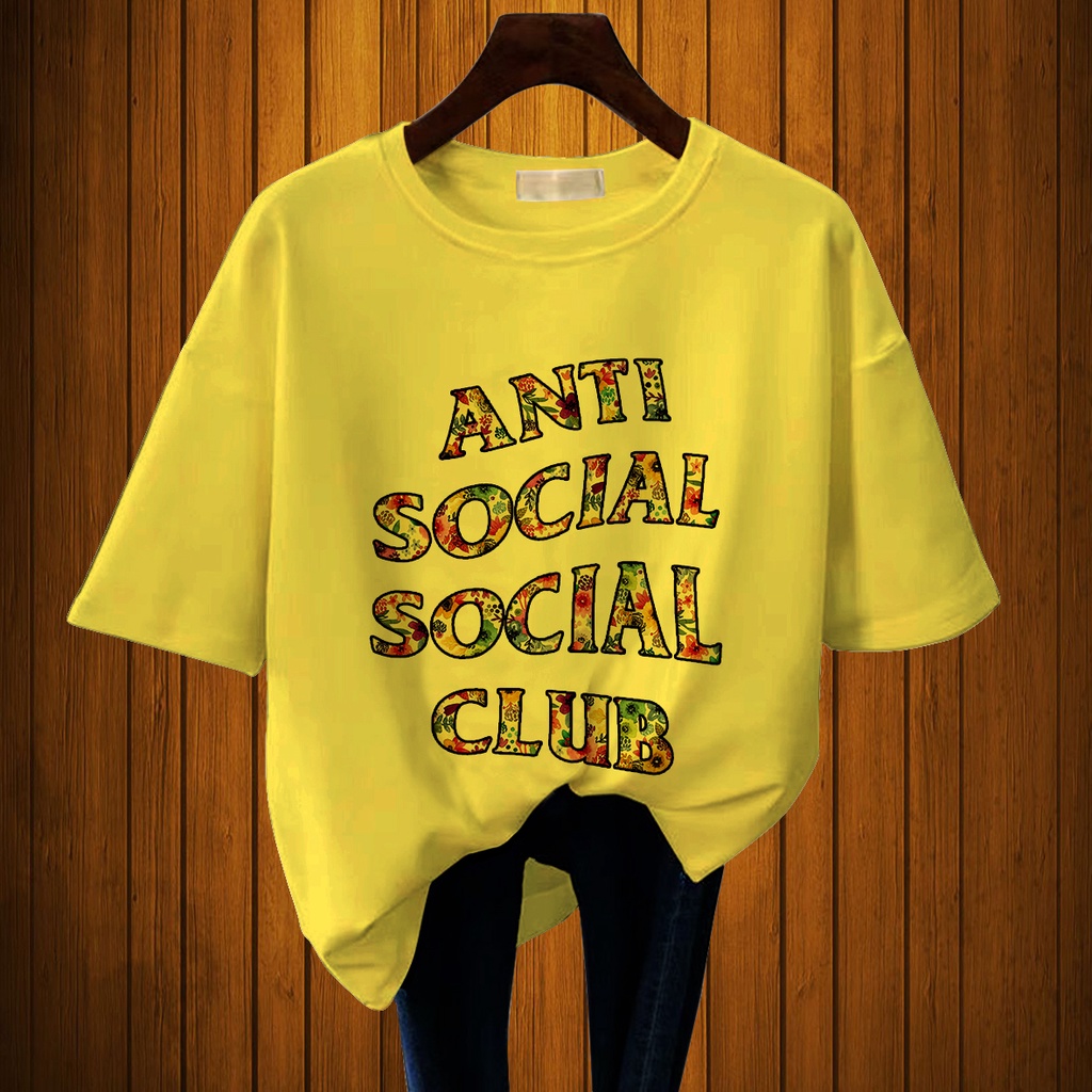 CALVIERO SHOP - BAJU KAOS WANITA DEWASA PRINT CASUAL ANTI SOCIAL CLUB