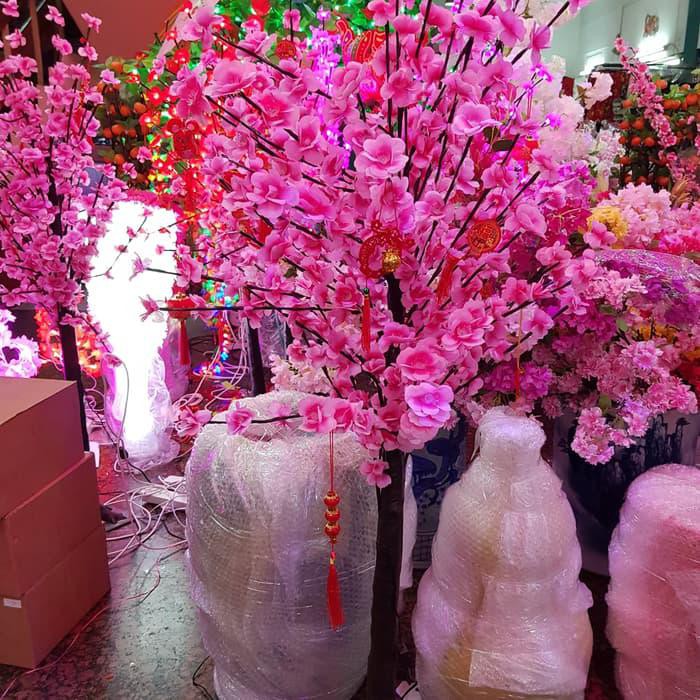 Pohon Sakura Meihwa Imlek 120 cm Lampu LED Pink Merah 1.2 Meter