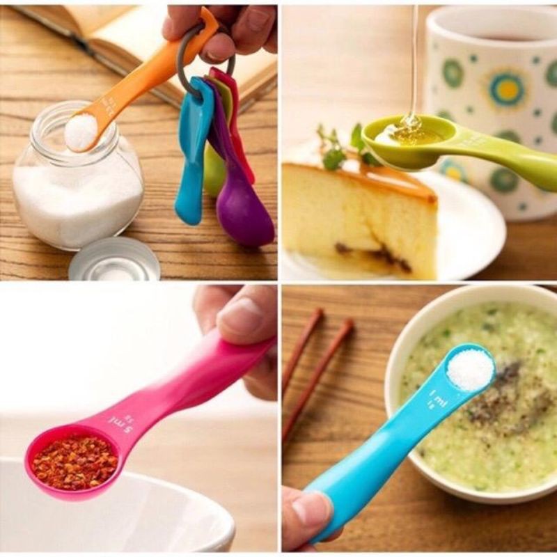 Sendok Takar Measuring Spoon Set 5 in 1 Warna Warni Ukur Kue Air Bumbu