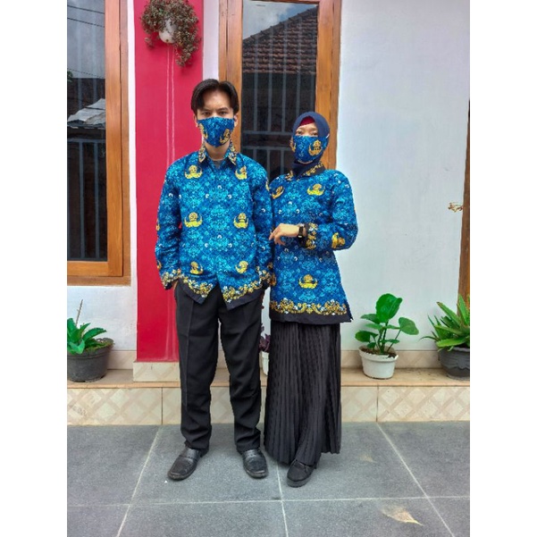 seragam batik korpri krah hitam full furing terbaru 2022   free masker