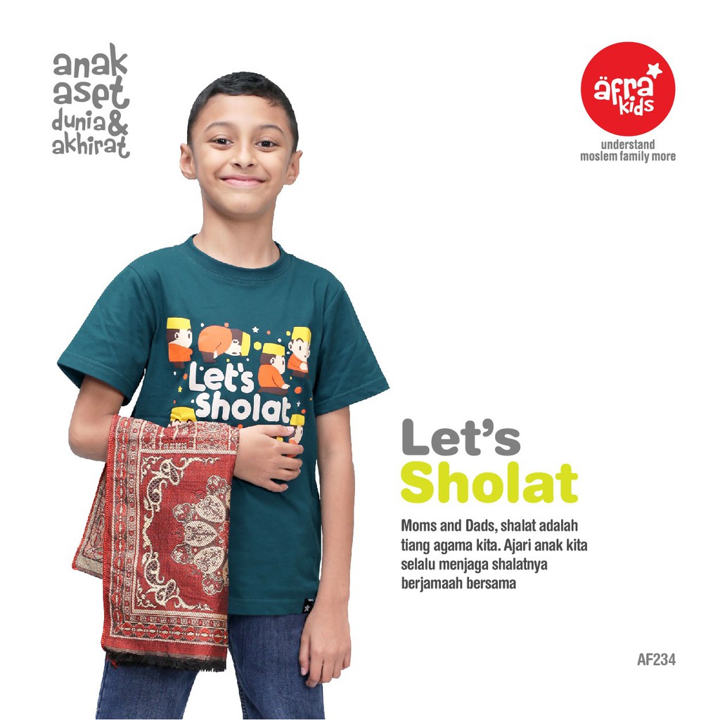 Kaos Afrakids AF234 &quot;Lets Sholat&quot; Lengan Pendek