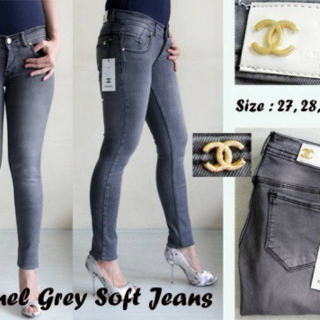  Celana jeans chanel  wanita abu abu Shopee Indonesia