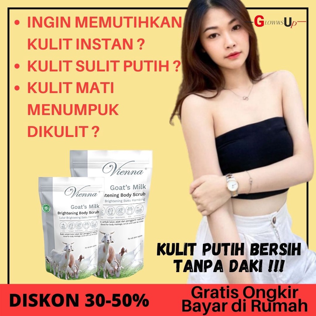 LULUR PEMUTIH BADAN - SCRUB BADAN - VIENNA SCRUB LULUR REFILL WHITENING SUSU KAMBING 1KG ORIGINAL BPOM