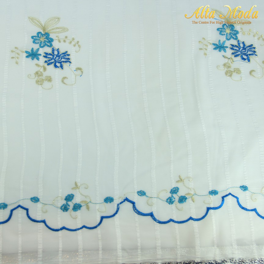 

Alta Moda Katun Bordir Putih Bunga Biru Royal (1M)