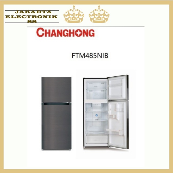 KULKAS 2 PINTU CHANGHONG FTM485NIB INVERTER LOW WATT GLASS SHELF