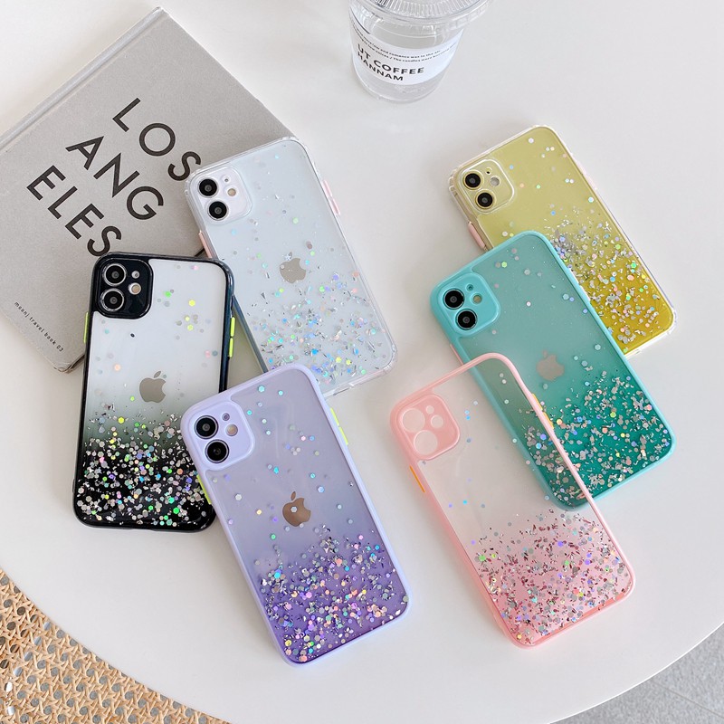 Case Transparan Foil Emas Untuk Iphone 11 Pro Max 7 8 Plus Se 2020 X Xs Max Xr