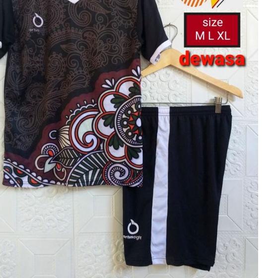 Baju bola futsal batik printing Baju+celana Kaos olahraga pria wanita dewasa 1 set baju celana jetse