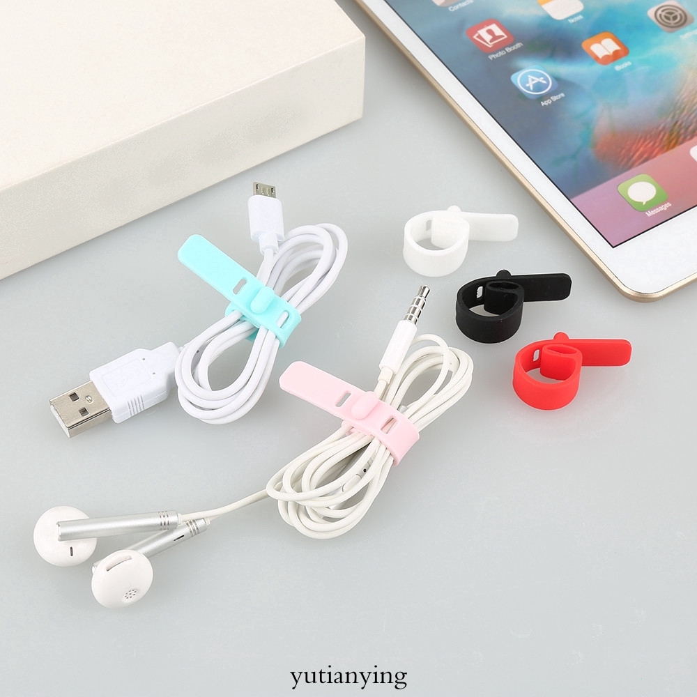 5pcs Cable Winder/Alat Penggulung Kabel Data/Charger/Earphone Bahan Silikon