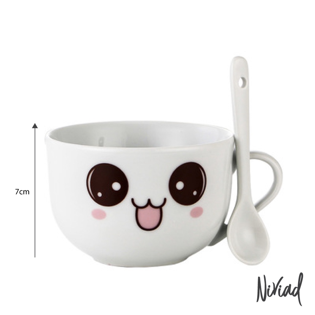SMILE CUP - CANGKIR/MUG/GELAS KERAMIK KOPI/TEH 200ML FREE SENDOK TEH