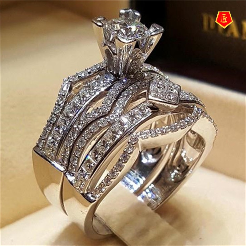 [Ready Stock]Luxury Creative Diamond Ring Set