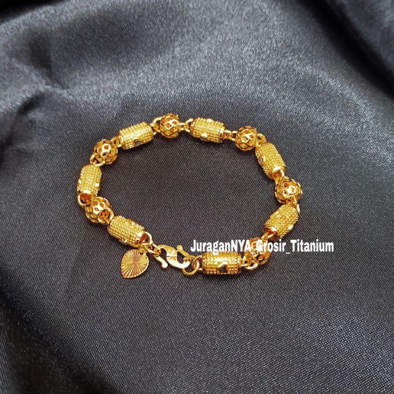 TITANIUM GELANG BAMBU BOLA LOVE ULIR+CINCIN ANTI KARAT LAPIS EMAS 23K TERKINI