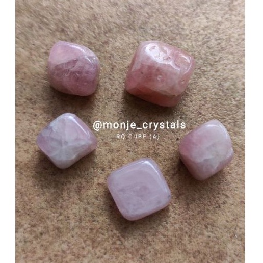 ROSE QUARTZ CRYSTAL CUBE TUMBLE / PINK QUARTZ CRYSTAL / BATU CRYSTAL ASLI NATURAL CRYSTAL STONE