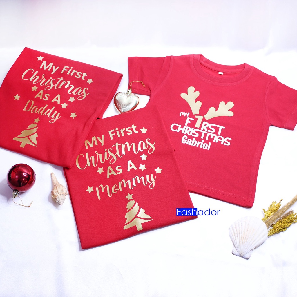 GRATIS NAMA, Kaos Natal Baby/Bayi My First Christmas/Baju Natal/T-shirt Natal 2021 Terbaru Anak Lucu