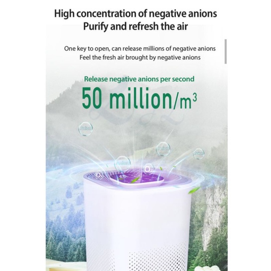 High concentration of negatif anions purify and refresh air purifier