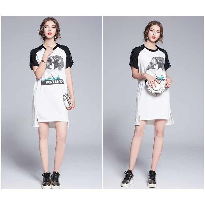 [baju wanita korea]  Casual Mini Dress Santai Wanita Korea Import Putih White