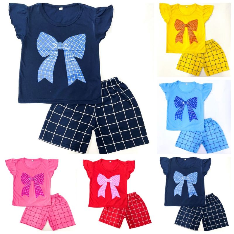Pusbakids - Set Baju Anak Cewek Model tangan kupu-kupu -New Fashion/Setelan anak perempuan murah