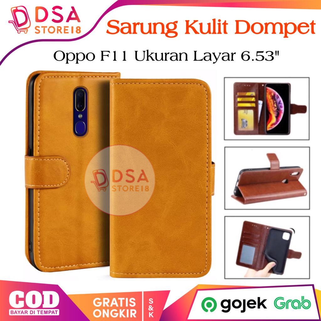 Case Oppo F11 / Casing Oppo F11 / Leather Case Flip Cover Wallet Dompet Hp Casing Kulit