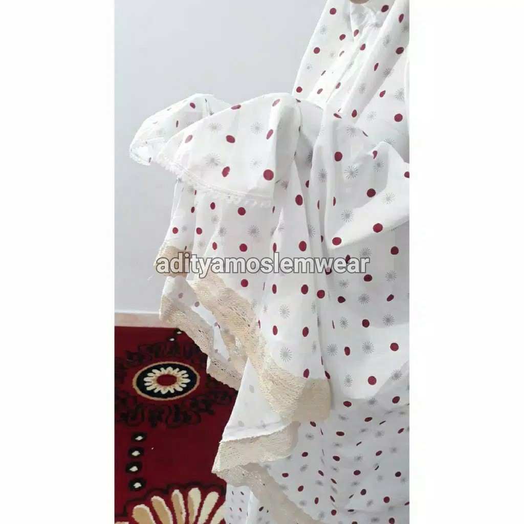 MUKENA KATUN POLKADOT PREMIUM DEWASA JUMBO POLOS RENDA RAJUT TRAVEL PROMO MURAH