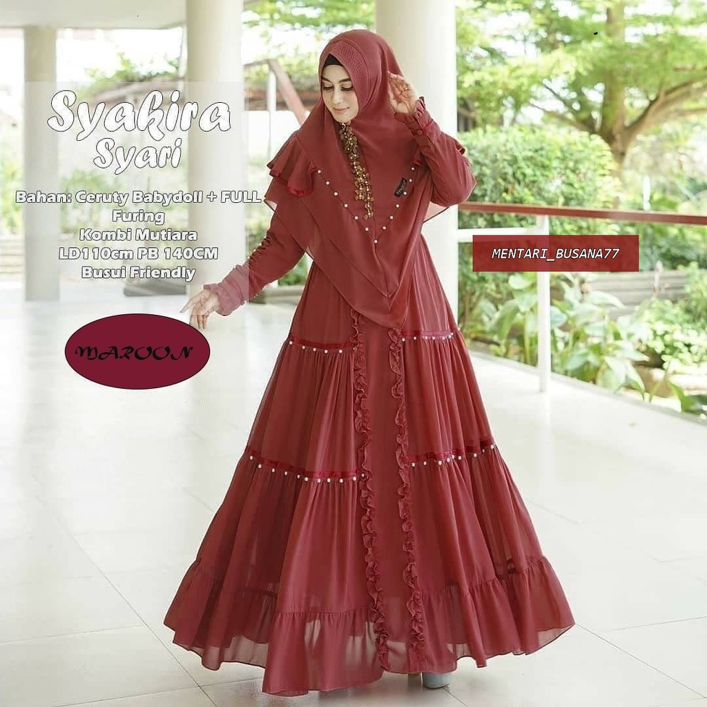 NEW PRODUK !! SYAKIRA Gamis SYARI Set Khimar / Dress Wanita Mewah Elegan / Gamis Syari Free Hijab / Gamis Hijab Busui / Dress Wanita Kondangan / Gamis Syari Free Hijab