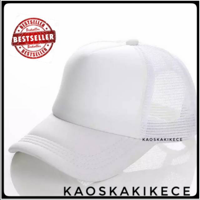 TOPI JARING TRUCKER PUTIH POLOS