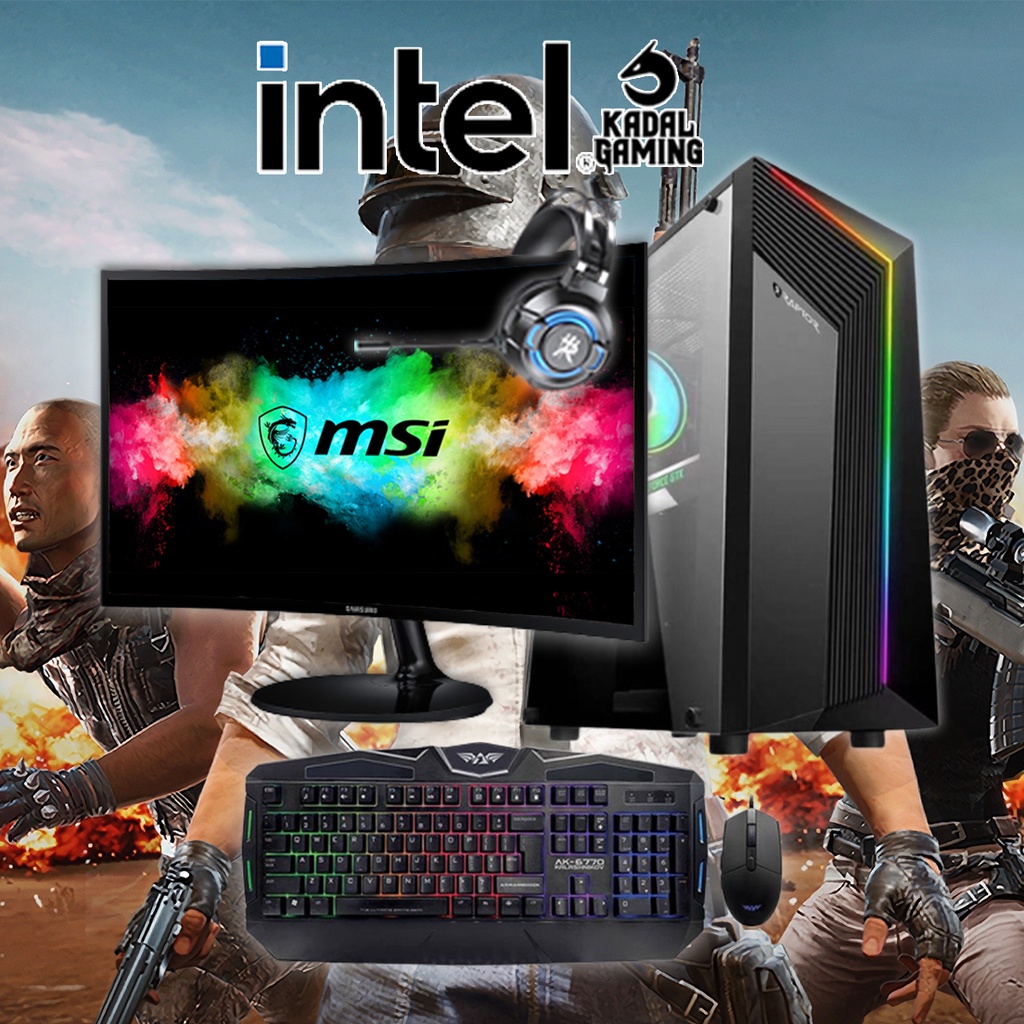 PC Gaming Intel Core i7 VGA 2GB RAM 8GB Full Set CPU Editing Komputer Paket Full set Komputer Rakitan Kantor Design Render Livestream Editing