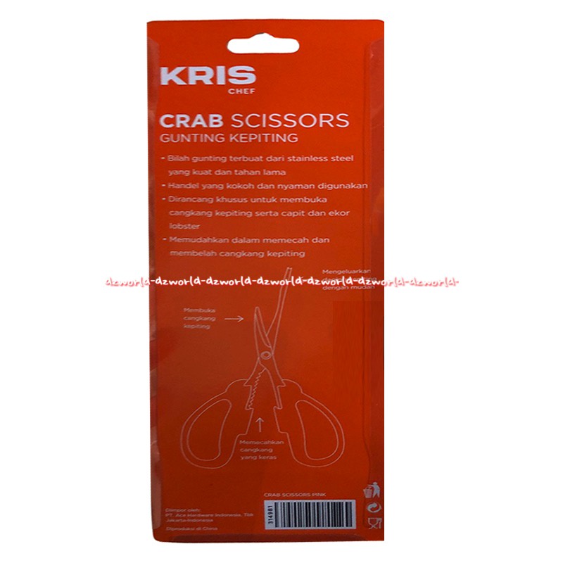 Krischef Crab Scissors Gunting Kepiting Pink Digunakan Untuk Menggunting Cangkang Dan Kaki Kepiting