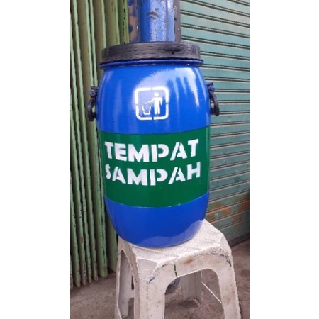 Jual Tong Tempat Sampah Gentong Air Dan Drum Tong Biru Liter Ada Tulisan Tempat Sampah