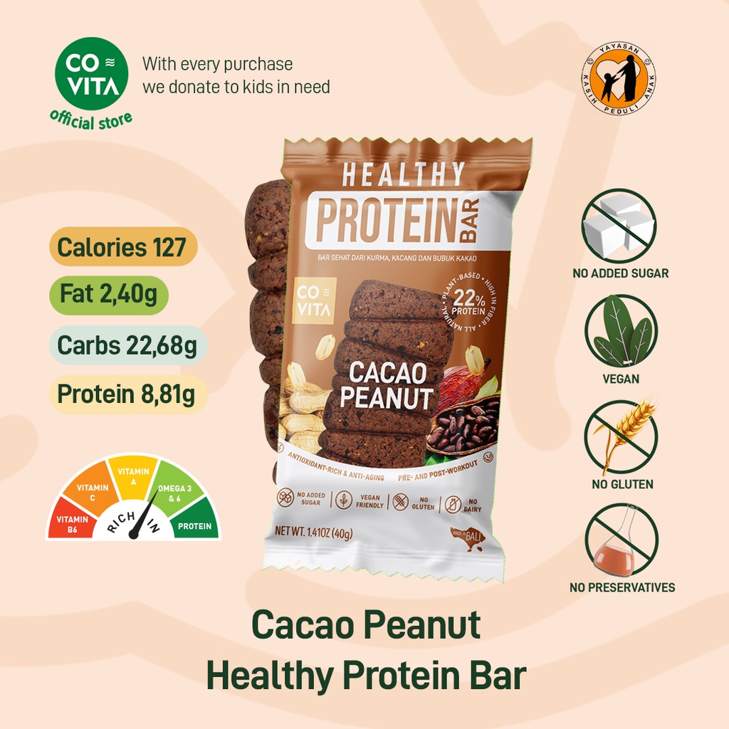 

Covita Healthy Protein Bar - Cacao Peanut - Makanan Instant Sehat