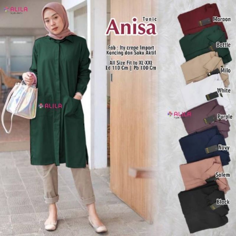 ANISA TUNIK BAHAN MOSCREPE IMPORT FIT TO XL