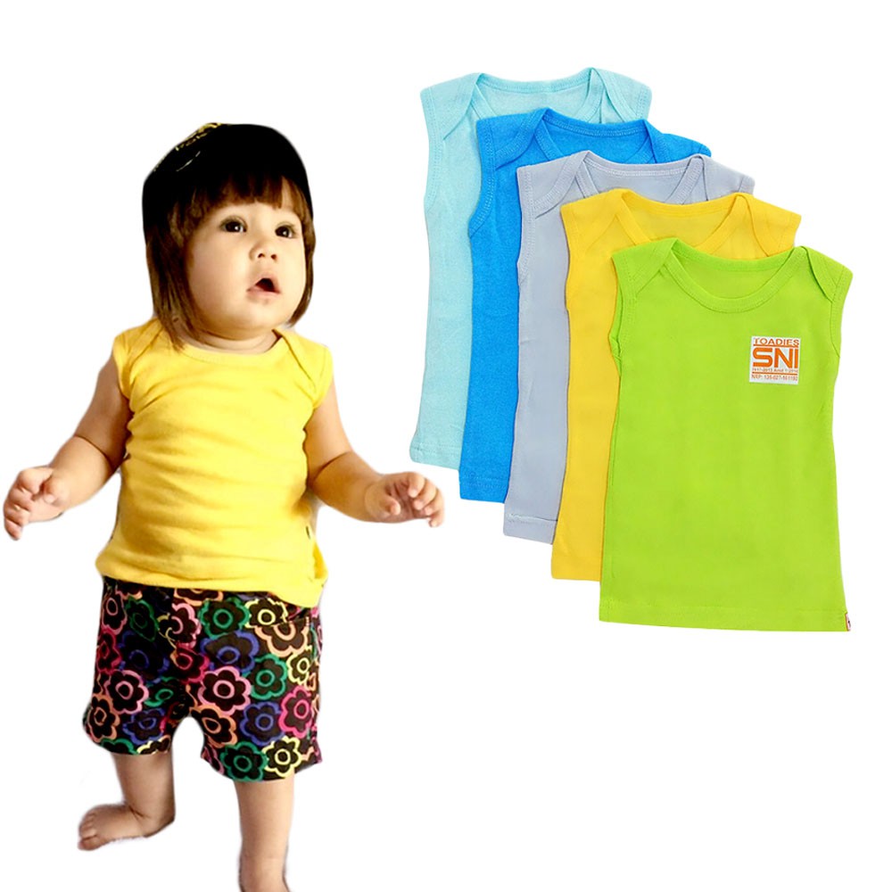 Toadies Singlet Baby Jemz Kaos Dalam Bayi Anak Isi 5 pcs size s 3-6bulan