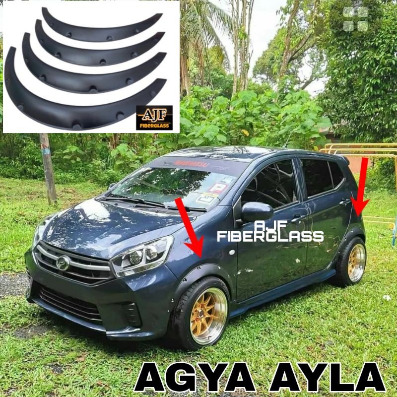 Over Fender Mobil Agya Ayla Semua Tipe dan Tahun Hitam 4 Pcs