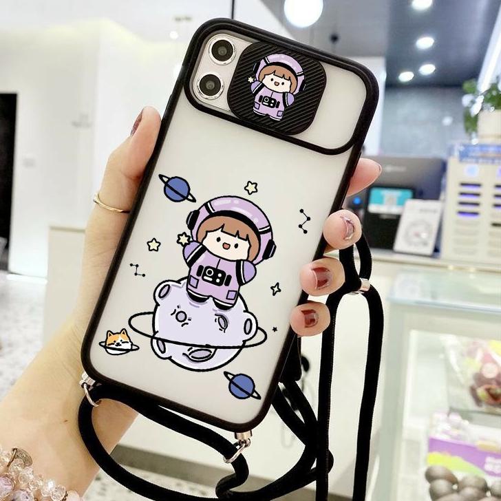 Bagus Dipakai.. Case Slide Kamera + Tali [KG01] Oppo A76 A96 A36 - Slide Case Motif Lucu - Case Grat