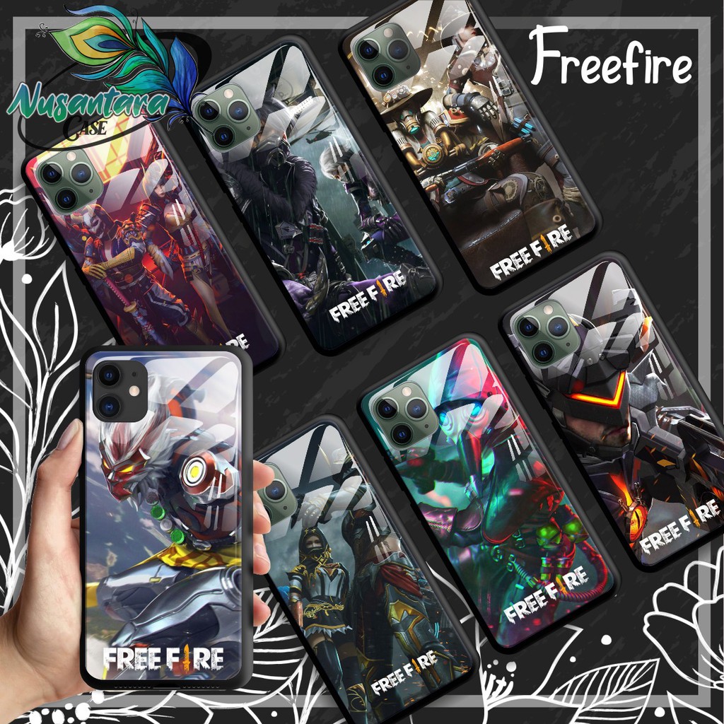 back case glass FREE FIRE Oppo A3s A1k A5 A9 2020 A7 F9 A5s A31 A52 a53 A92 A37 A57 A59 A71 NC1845