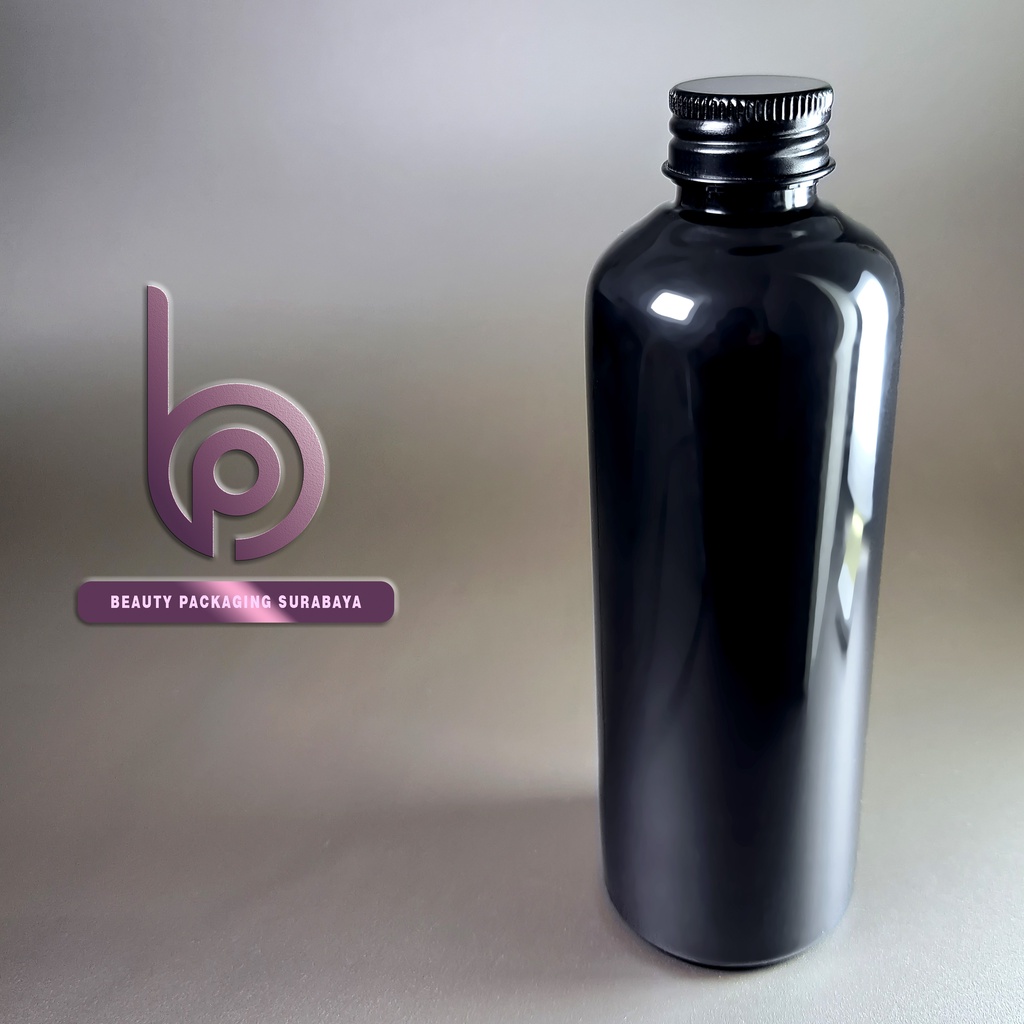 Botol Plastik PET 250ml BR Hitam Tutup Ulir