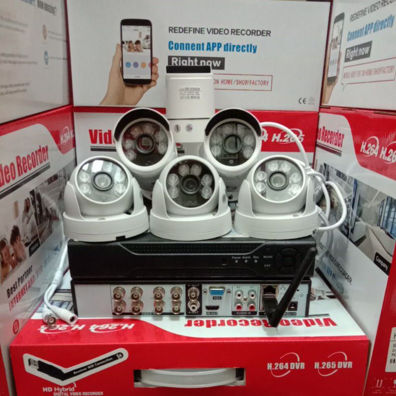 PAKET CCTV 8 CHANNEL WIFI 2560P DENGAN 6 CCTV AHD 5MP 1080P KOMPLIT