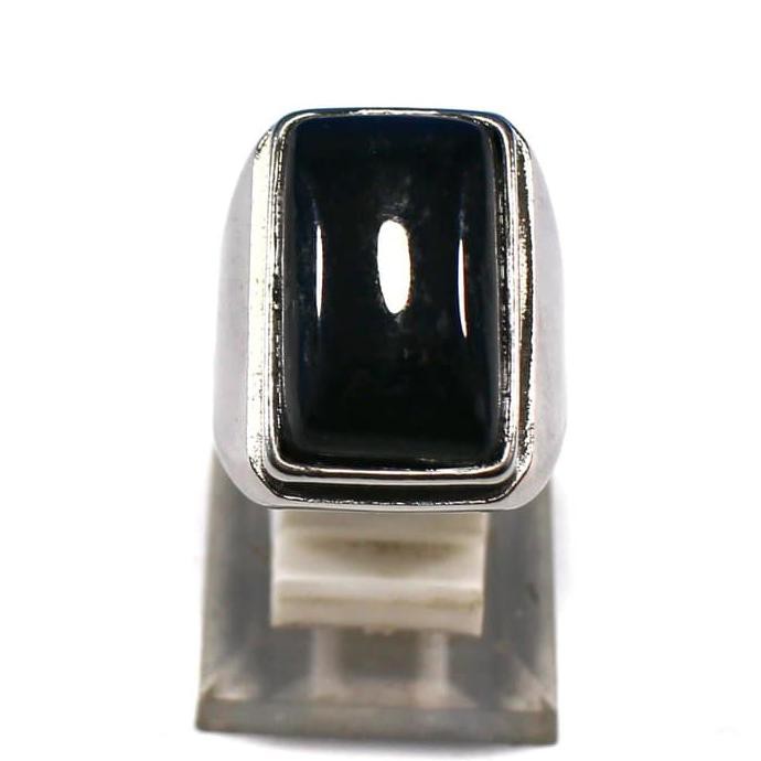 Jual Cincin Batu Akik Natural Black Jade Aceh Ring Titanium Octagon Big - 7 Terlaris