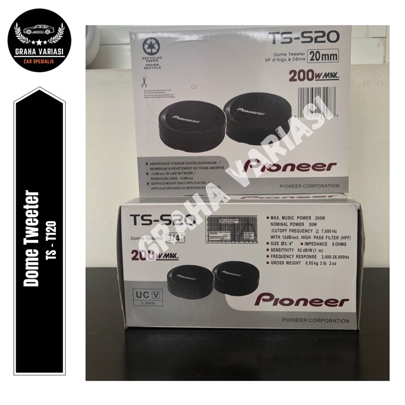 Dome Tweeter Mobil Pioneer TS-S20 200W MAX 3/4 Inch