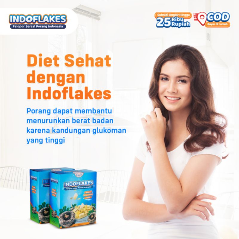 

Indoflakes Sereal Porang Gastro Sereal Porang Umbi Garut Mocaf Kelor untuk Diet Sehat atasi Maag dan Asam Lambung