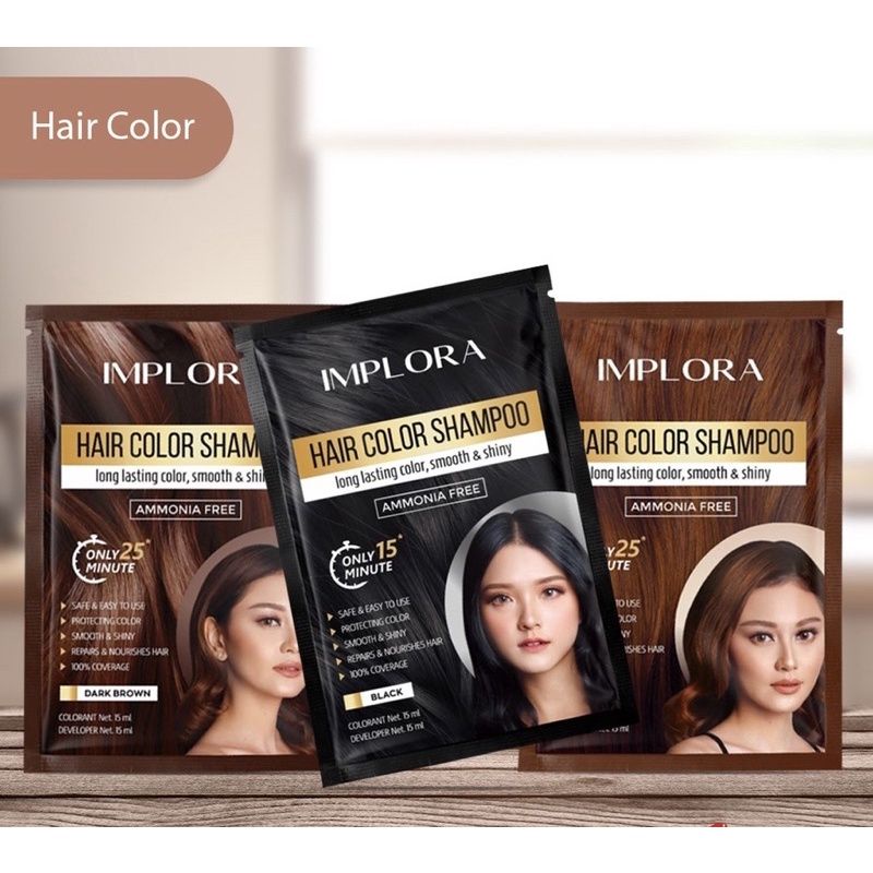 Implora Hair Color Shampoo 15 x 15ml | Shampo Semir