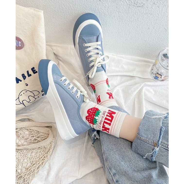 SHOEGALLERY LV0151 &quot;FREE BOX&quot; Sneakers Sepatu Wanita Bahan Kanvas Import