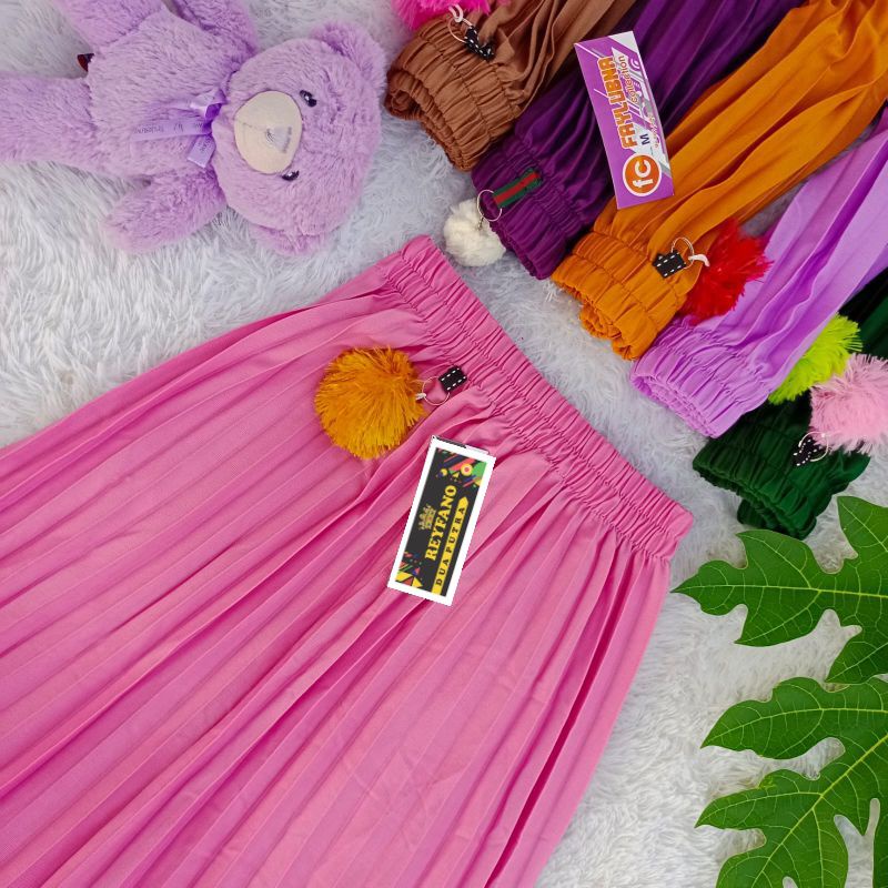 ROK PLISKET POMPOM ANAK 4-10 THN/ROK ANAK/FASHION ANAK