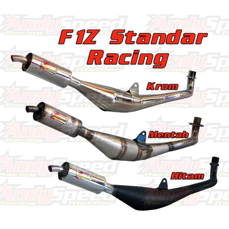 Knalpot FIZ FIZR FORCE1 MODEL STANDAR RACING KROM/PLAT KARAT/HITAM merk andy speed