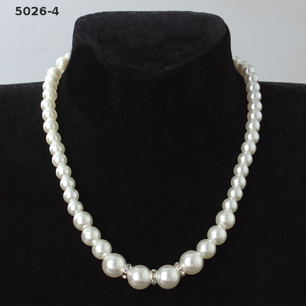 5026-4 Women Crystal Pearl Necklaces Bangles Earrings Wedding Charm Jewelry Set Gift 5026-4