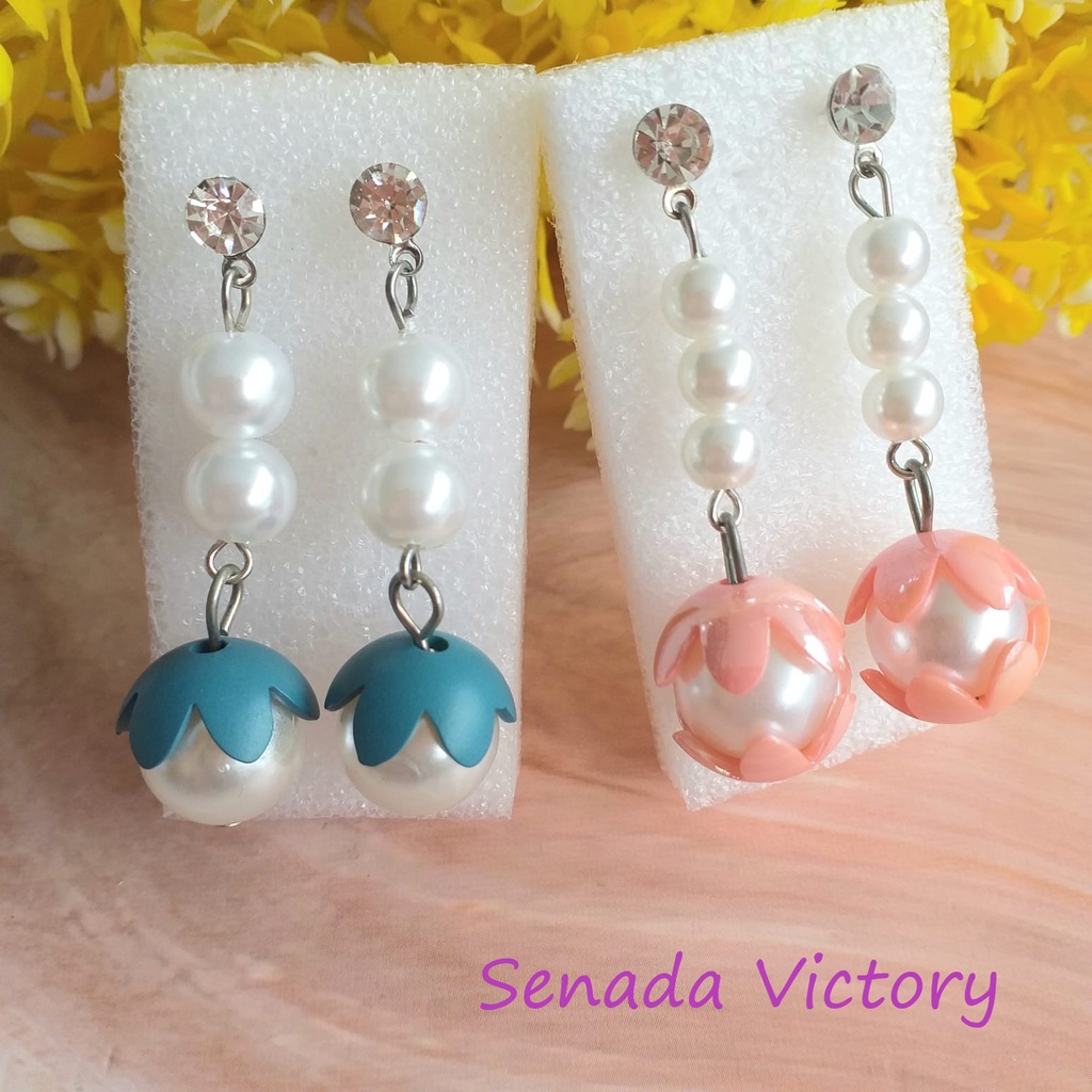 Senada Victory Anting Juntai Mutiara Mahkota Pastel SVAJ001