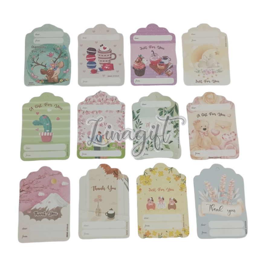 ( Lsn 12 Pc ) SANWA GIFT CARD THANKYOU - HANG TAG SANSAN WAWA / KARTU UCAPAN - GREETING CARD THANKYOU JUST FOR YOUR